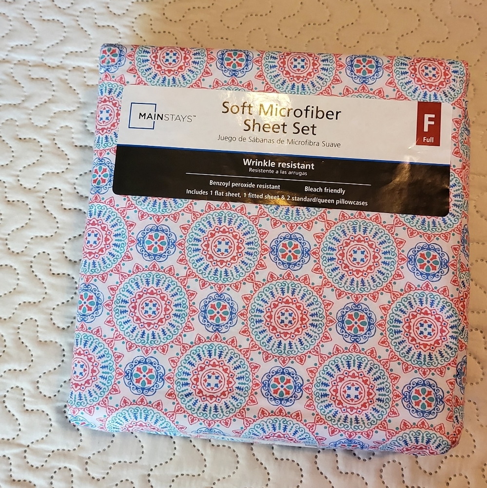 Mainstays Soft Microfiber Full Sheet Set Multi Medallion